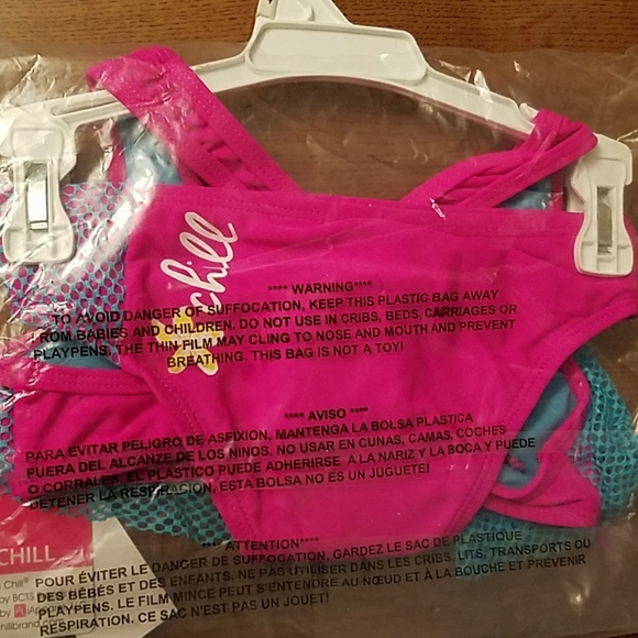 New with tags girls bikini set pink aqua - Picture 2 of 4